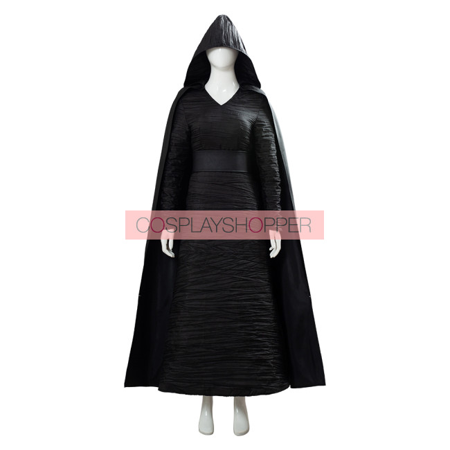 Star Wars The Rise of Skywalker Rey Cosplay Costume Dark Side Black Outfit Cape 